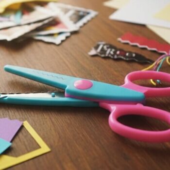 Paper scissors with sharp stainless steel blades and ergonomic handle